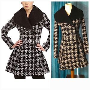 Guess Houndstooth Black & White Wool Jacket Size XS